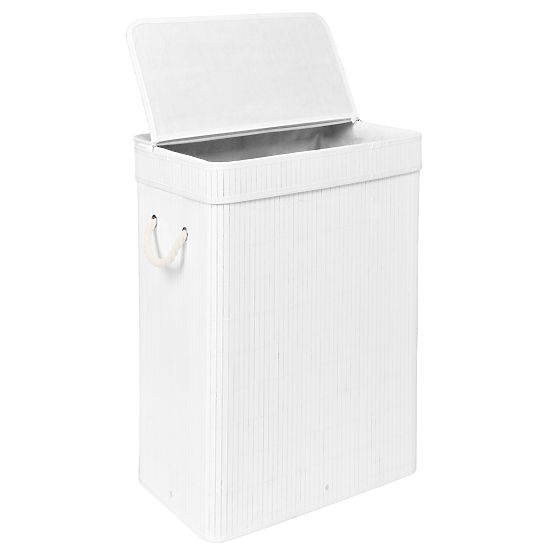 Cesto per biancheria in bambù con coperchio SOREN 80L bianco