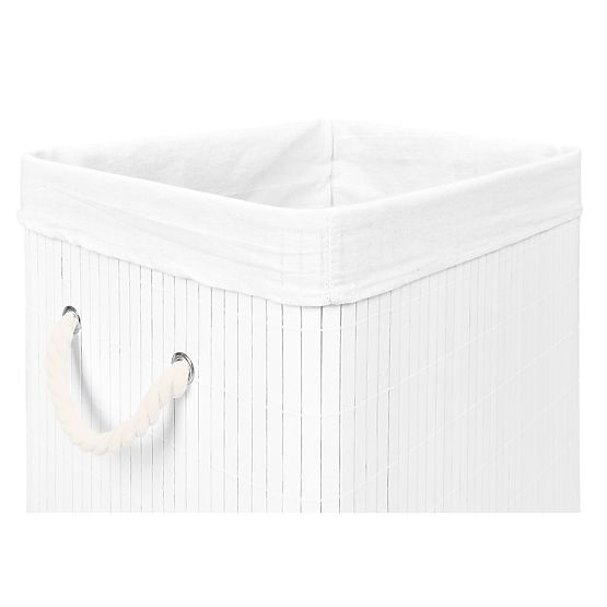 Cesto per biancheria in bambù con coperchio SOREN 80L bianco