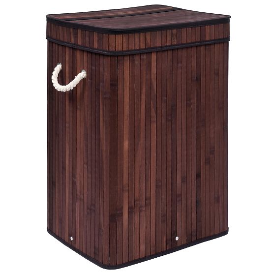 Cesto per biancheria in bambù con coperchio SOREN 80L wenge