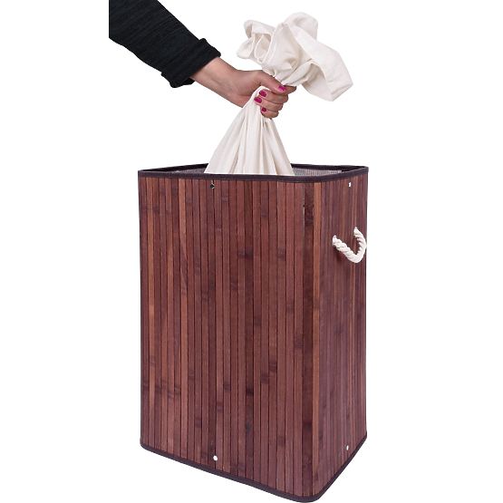 Cesto per biancheria in bambù con coperchio SOREN 80L wenge