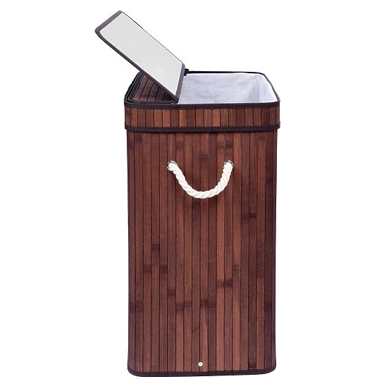 Cesto per biancheria in bambù con coperchio SOREN 80L wenge