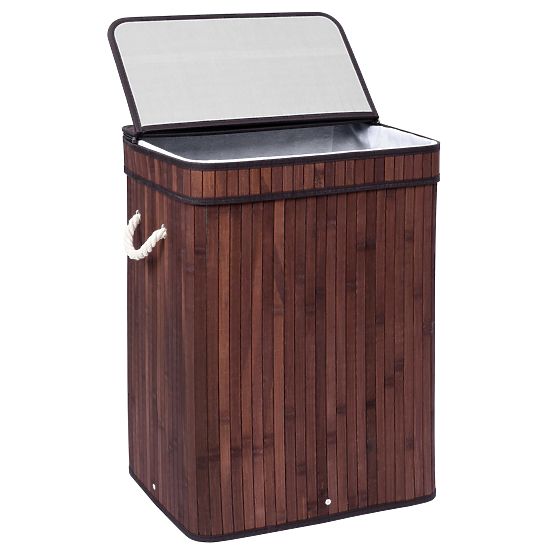 Cesto per biancheria in bambù con coperchio SOREN 80L wenge