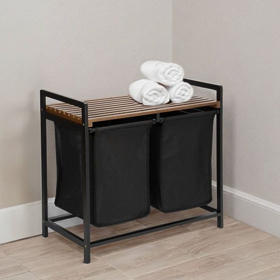 Cesto per biancheria in bambù HANOI BLACK NERO