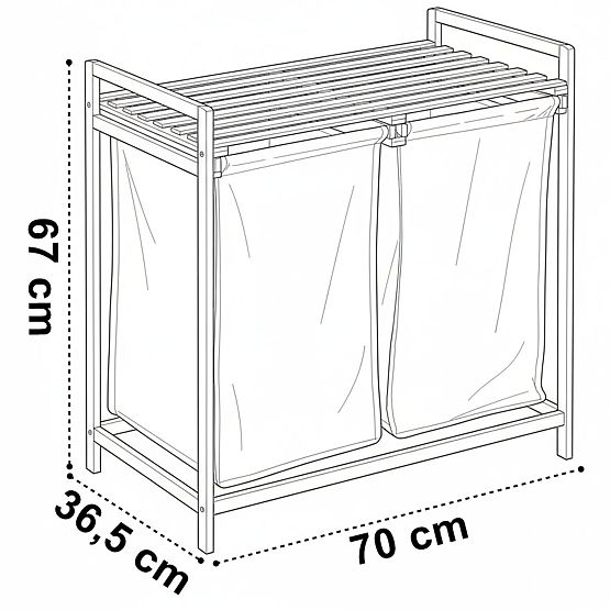 Cesto per biancheria o giocattoli in bambù HANOI 2 scomparti