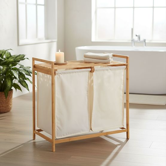 Cesto per biancheria o giocattoli in bambù HANOI 2 scomparti