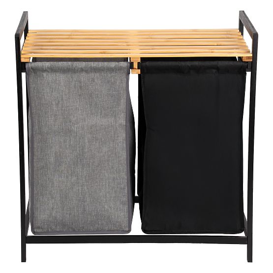 cesto per biancheria o giocattoli in bambù HANOI BLACK 2 scomparti DUO COLORE