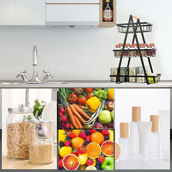 Cesto per frutta PULOS 3 livelli nero