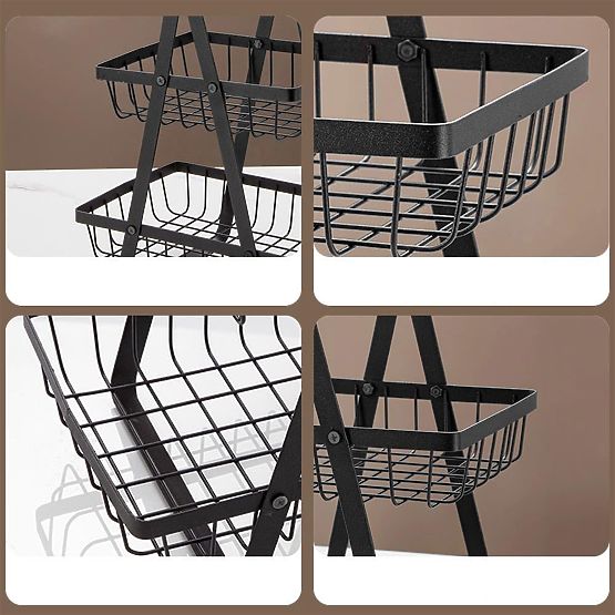 Cesto per frutta PULOS 3 livelli nero