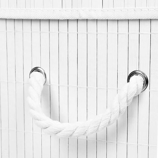 Cesto per la biancheria in bambù con coperchio 100L bianco