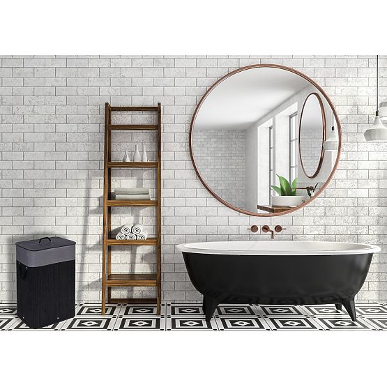 Cesto portabiancheria in bambù con coperchio 80L nero-grigio