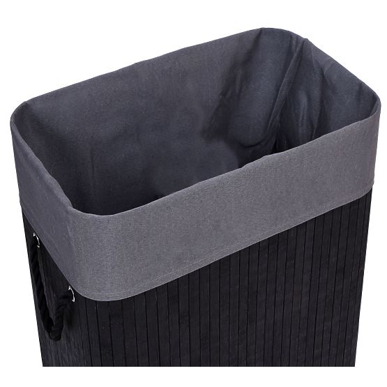 Cesto portabiancheria in bambù con coperchio 80L nero-grigio