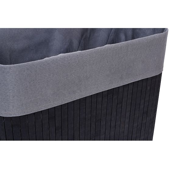 Cesto portabiancheria in bambù con coperchio 80L nero-grigio