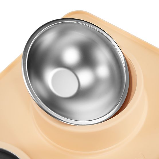 Ciotole in Metallo per Cane o Gatto con Tappetino Antiscivolo Beige PJ-089