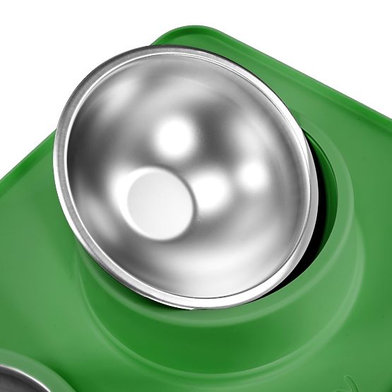 Ciotole in Metallo per Cani o Gatti con Tappetino Antiscivolo Verde PJ-087