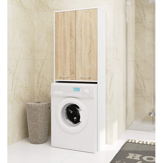 COLONNA BAGNO FIN 180 PER LAVATRICE 2 ANTE - BIANCO / ROVERE SONOMA