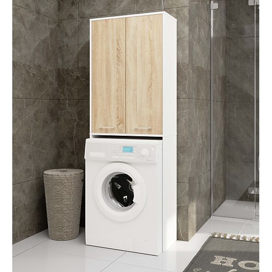 COLONNA BAGNO FIN 180 PER LAVATRICE 2 ANTE - BIANCO / ROVERE SONOMA