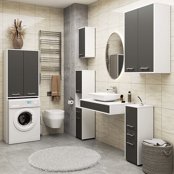 COLONNA BAGNO FIN 180 PER LAVATRICE A DUE ANTE - BIANCO / GRIGIO