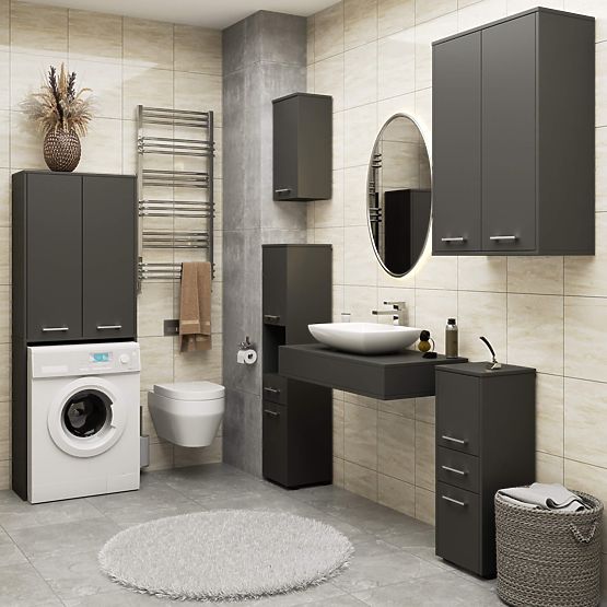 COLONNA BAGNO FIN 180 SOPRA LAVATRICE PIENO 2D - GRIGIO