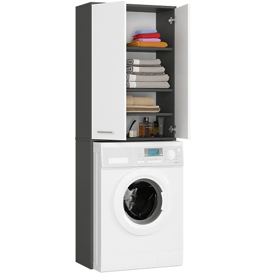 COLONNA DA BAGNO FIN 180 SOPRA LAVATRICE PIENO 2D - GRIGIO / BIANCO