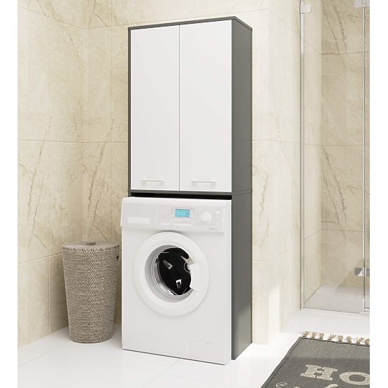 COLONNA DA BAGNO FIN 180 SOPRA LAVATRICE PIENO 2D - GRIGIO / BIANCO