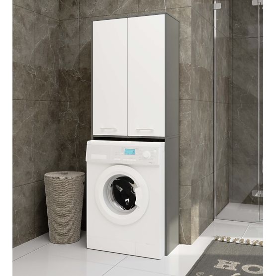 COLONNA DA BAGNO FIN 180 SOPRA LAVATRICE PIENO 2D - GRIGIO / BIANCO