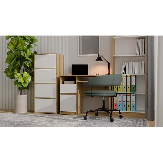 Comò ALMA Frontale BIANCO Corpo ROVERE ARTIGIANO