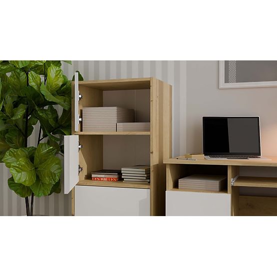 Comò ALMA Frontale BIANCO Corpo ROVERE ARTIGIANO