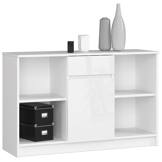 COMÒ B-17 120 cm 1 CASSETTO 1 PORTA PK BIANCO / LUCIDO BIANCO