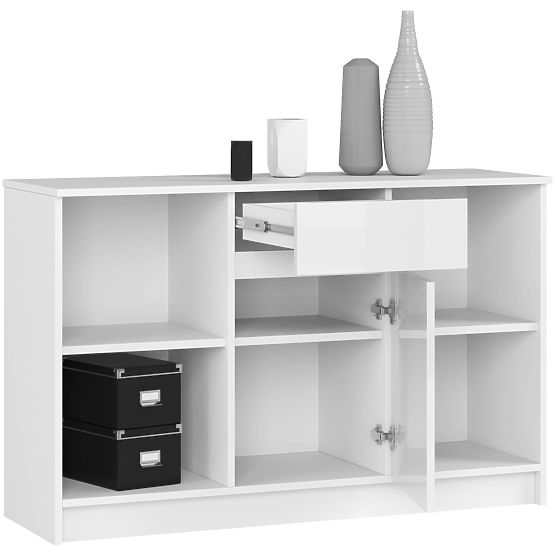 COMÒ B-17 120 cm 1 CASSETTO 1 PORTA PK BIANCO / LUCIDO BIANCO