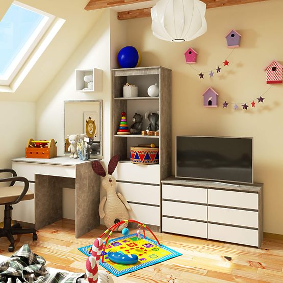 COMÒ CL100 6 CASSETTI CEMENTO / BIANCO