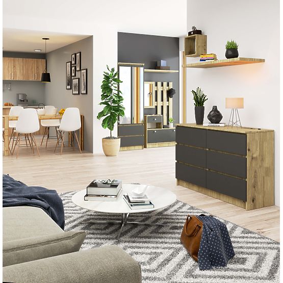 COMÒ K120 6 CASSETTI CLP ROVERE ARTISAN / GRIGIO