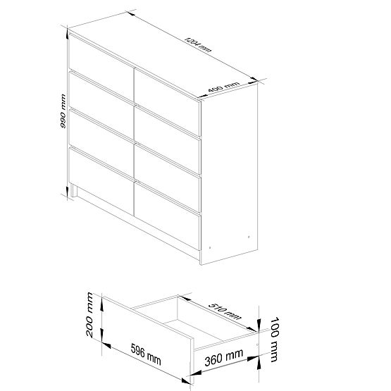 COMÒ K120 8 CASSETTI BIANCO