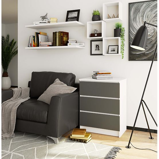 COMÒ K60 3 CASSETTI CLP BIANCO / GRIGIO