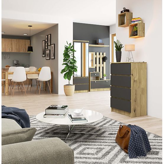 COMÒ K60 4 CASSETTI ROVERE ARTISAN / GRIGIO