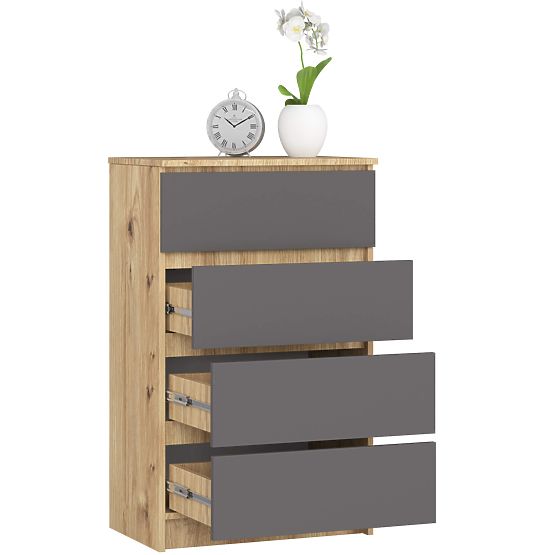 COMÒ K60 4 CASSETTI ROVERE ARTISAN / GRIGIO