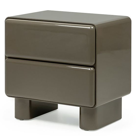 Comodino con cassetti Lagos, verde/grigio, arrotondato, lucido