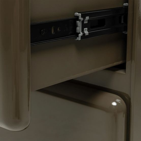 Comodino con cassetti Lagos, verde/grigio, arrotondato, lucido
