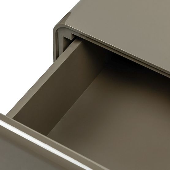Comodino con cassetti Lagos, verde/grigio, arrotondato, lucido