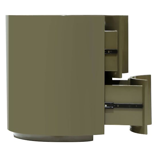 Comodino con cassetti Vena, verde/grigio, arrotondato, lucido