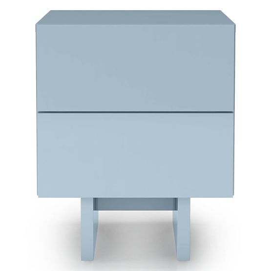 Comodino Glim, blu fumé, lucido