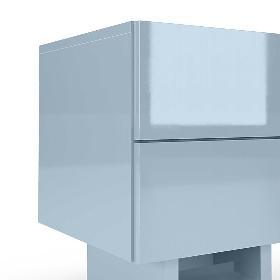 Comodino Glim, blu fumé, lucido