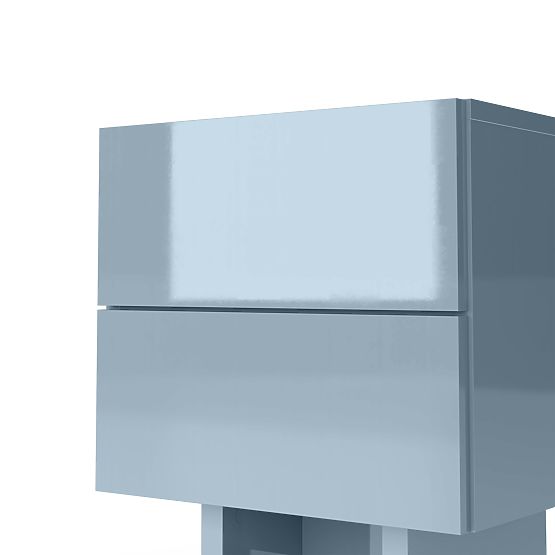 Comodino Glim, blu fumé, lucido