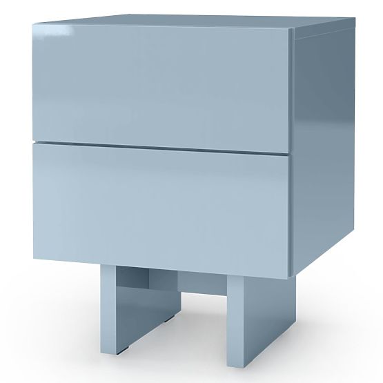 Comodino Glim, blu fumé, lucido