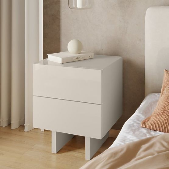Comodino Glim, color cashmere, lucido