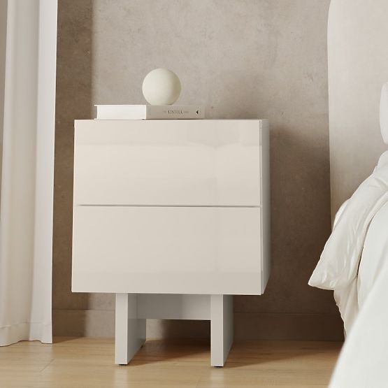 Comodino Glim, color cashmere, lucido
