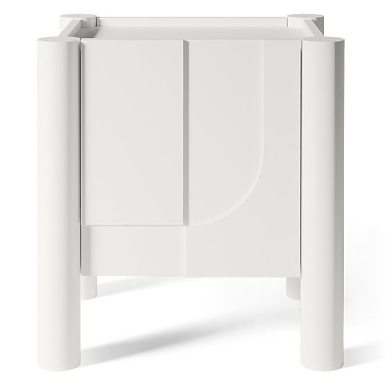Comodino Lunaria con frontale fresato, bianco