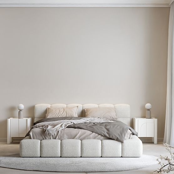 Comodino Lunaria con frontale fresato, bianco