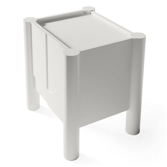 Comodino Lunaria con frontale fresato, bianco