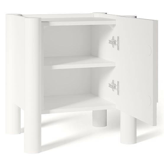 Comodino Lunaria con frontale fresato, bianco