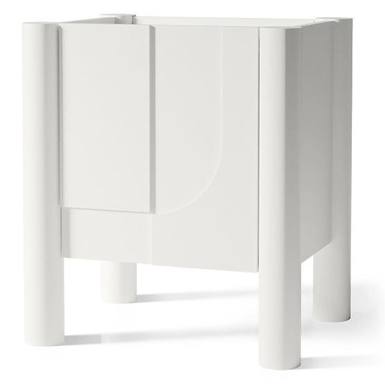 Comodino Lunaria con frontale fresato, bianco